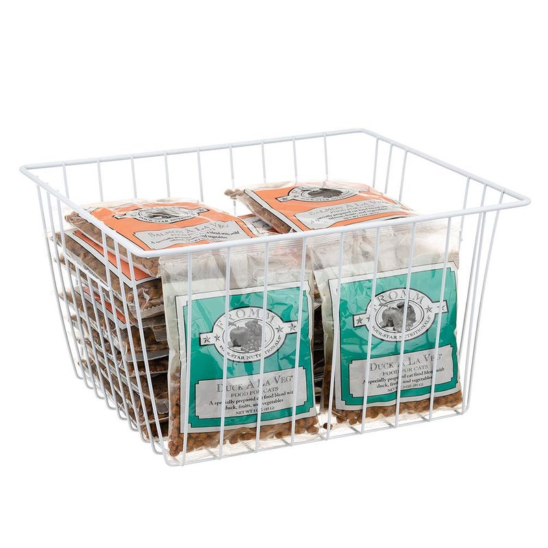Lonpute Freezer Basket Organizer Refrigerator Metal Wire Storage Divider Household Container Bins With Handles For Kitchen Pantry Cabinet Closets - Pearl White (6 11In X 10In X 5.5In) - Image 3