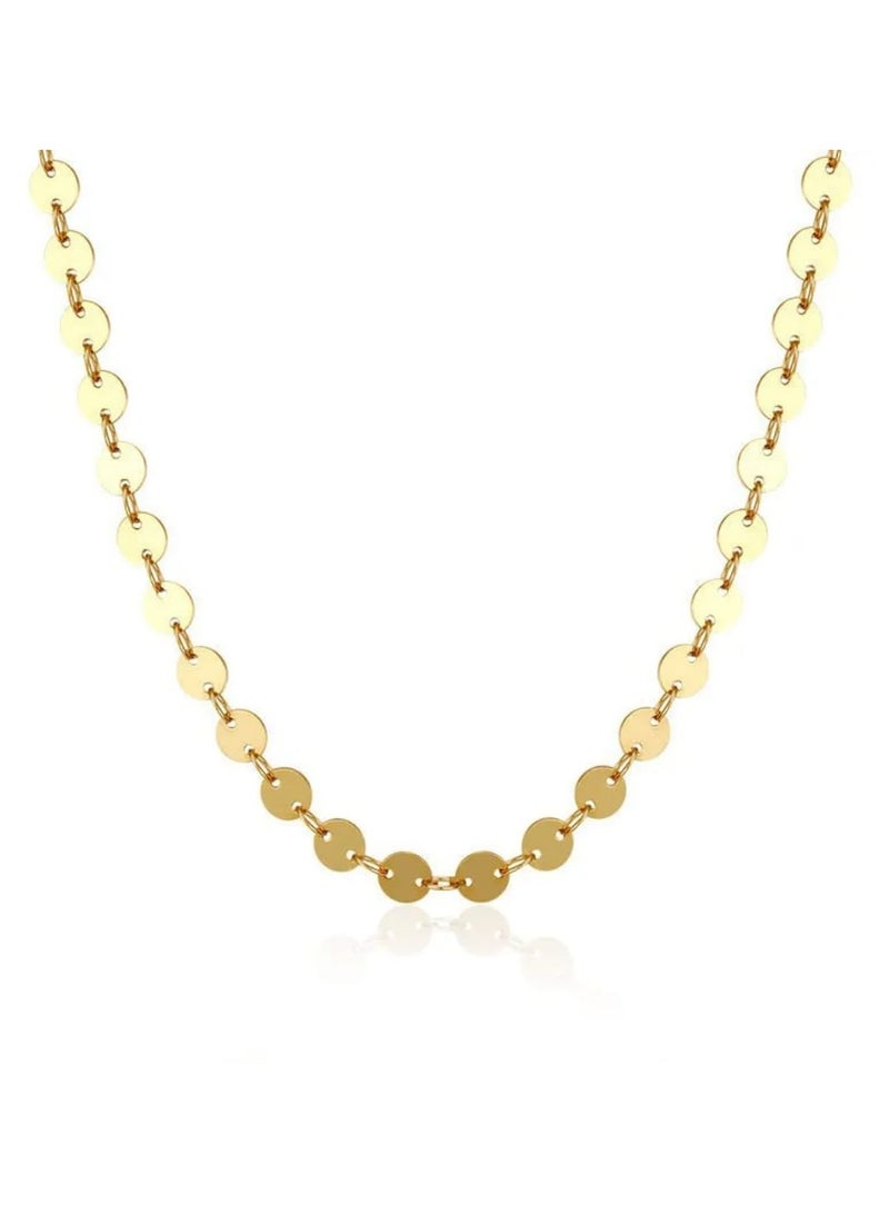 Luxuria Elegant 18K Gold Plated Stainless Steel Round Pendant Necklace for Women Adjustable - Image 1