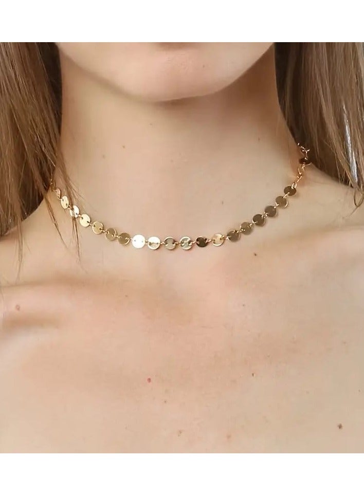 Luxuria Elegant 18K Gold Plated Stainless Steel Round Pendant Necklace for Women Adjustable - Image 2