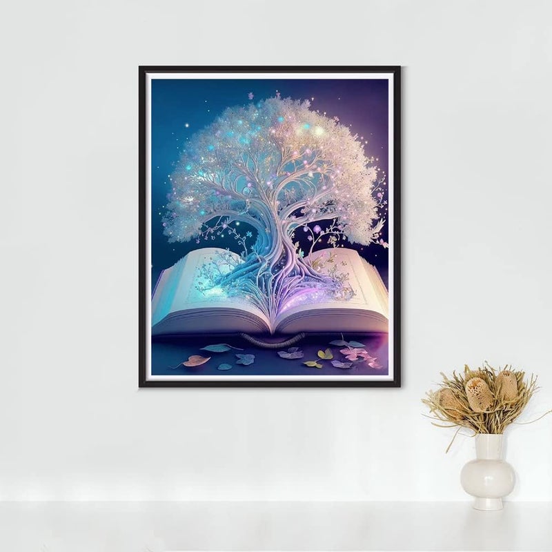 DS ENTERPRISE DIY 5D Diamond Painting by Number Kits Drill Cross Stitch Crystal Rhinestone Embroidery Paint with Diamonds White Tree of Life Diamond Painting Art Kits for Home Wall Decoration Gifts Arts and Crafts - Image 3