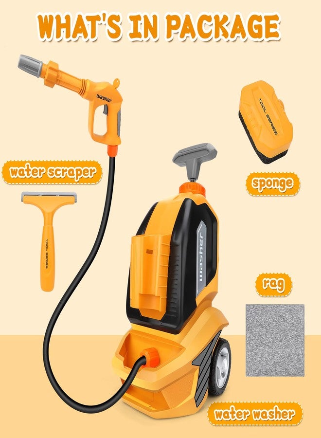 deAO Kids Clean Car Wash Toy with Scraper Sponge Towel,Rag,Toddler Pretend Play Tools Role Playing Toy Kids Cleaning Set Gift for Boys Girls - Image 4