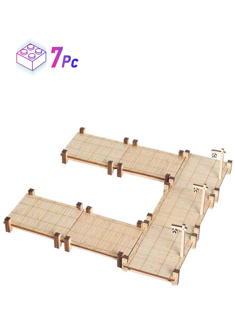 CZYY Modular Bridge Dock Walkway Basic Set 7Pcs Wood Laser Cut Dungeon Terrain For D&D Pathfinder Dungeons & Dragons And Other Tabletop Rpg - Image 1