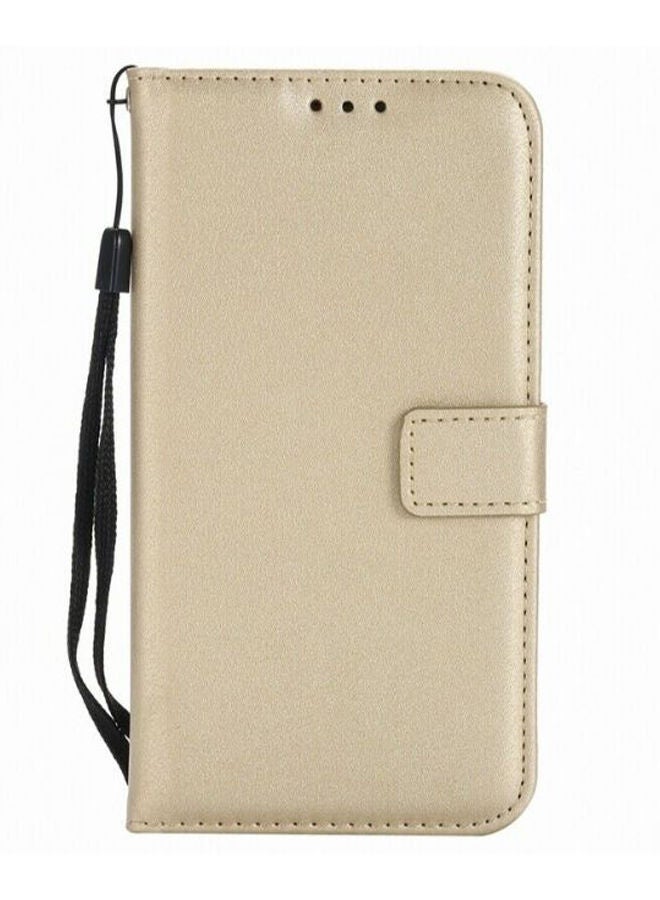 NIBEMINENT Wallet Flip Case Cover For Apple iPhone X Gold - Image 1