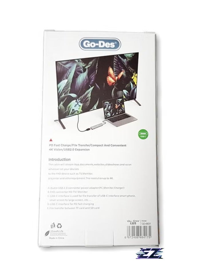 ELTRAZONE 7-in-1 USB Type-C Adapter Hub – 4K HDMI, TF/SD Card Reader, USB-C, PD Charging, 2 USB-A Ports for MacBook, Laptops, iPad, and More – Aluminum Alloy, Compact and Portable - Image 4