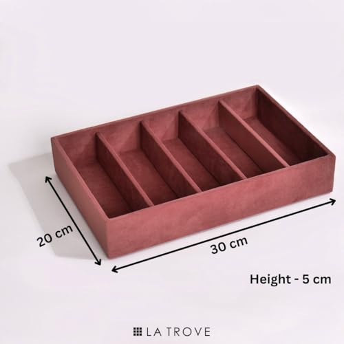 La Trove Sunglasses Organizer Tray for Drawer | 5 Slot Velvet Eyewear Storage Holder for Sunglasses, Goggles, Spectacles & Shades | Display Case for Wardrobe | Dark Pink - Image 2