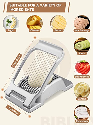 BIBURY قطاعة البيض BIBURY، قاطع البيض للبيض المسلوق، قطاعة ألمنيوم ثقيلة للبيض والفطر والفراولة والفواكه الطرية، أسلاك ستانلس ستيل، آمنة في غسالة الصحون وسهلة التنظيف - Image 4