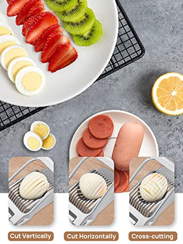 BIBURY قطاعة البيض BIBURY، قاطع البيض للبيض المسلوق، قطاعة ألمنيوم ثقيلة للبيض والفطر والفراولة والفواكه الطرية، أسلاك ستانلس ستيل، آمنة في غسالة الصحون وسهلة التنظيف - Image 3