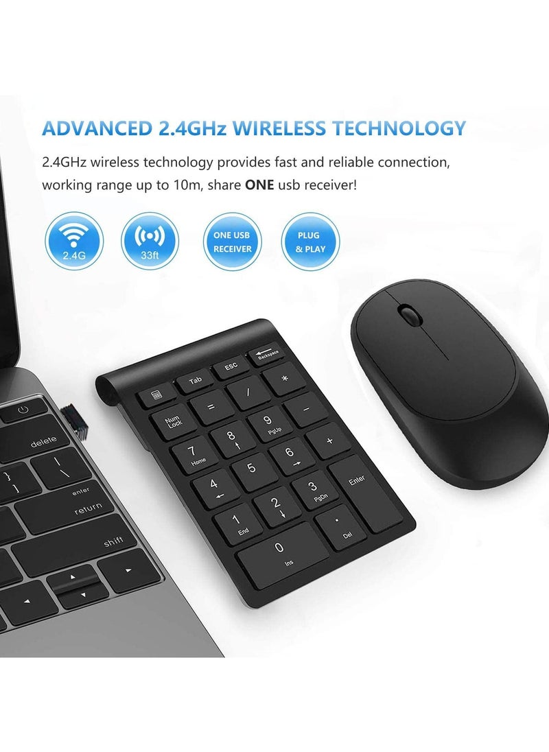 Generic Wireless Number Pad and Mouse Combo Portable Ultra Slim 2.4GHz USB Wireless Numeric Keypad and Mouse Set  - Image 2