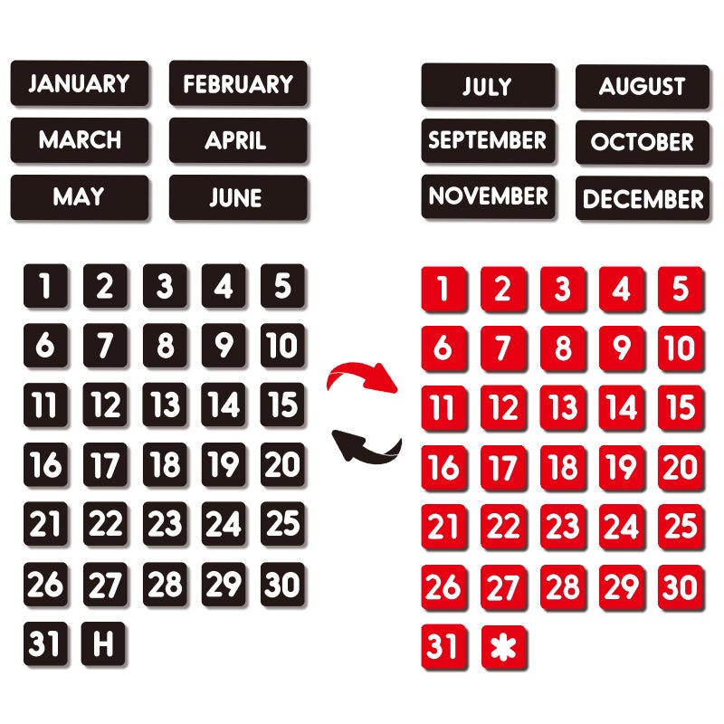 DoubleSided Magnetic Numbers and Months for Dry Erase Calendar Whiteboard Calendar Magnets for Magnetic Whiteboard and Refrigerator Calendar055x055