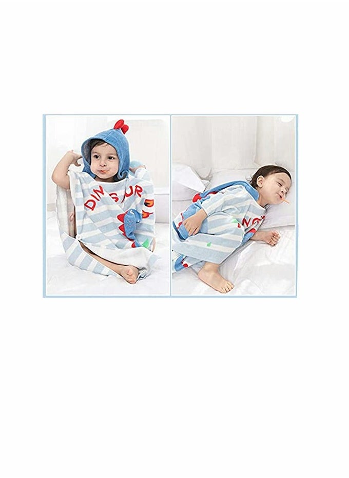 Excefore Kids Bath/Pool/Beach Hooded Poncho Towel-Cartoon Animal Pattern Cotton Beach Towel for Baby and Kids (Dinosaur)  - Image 2