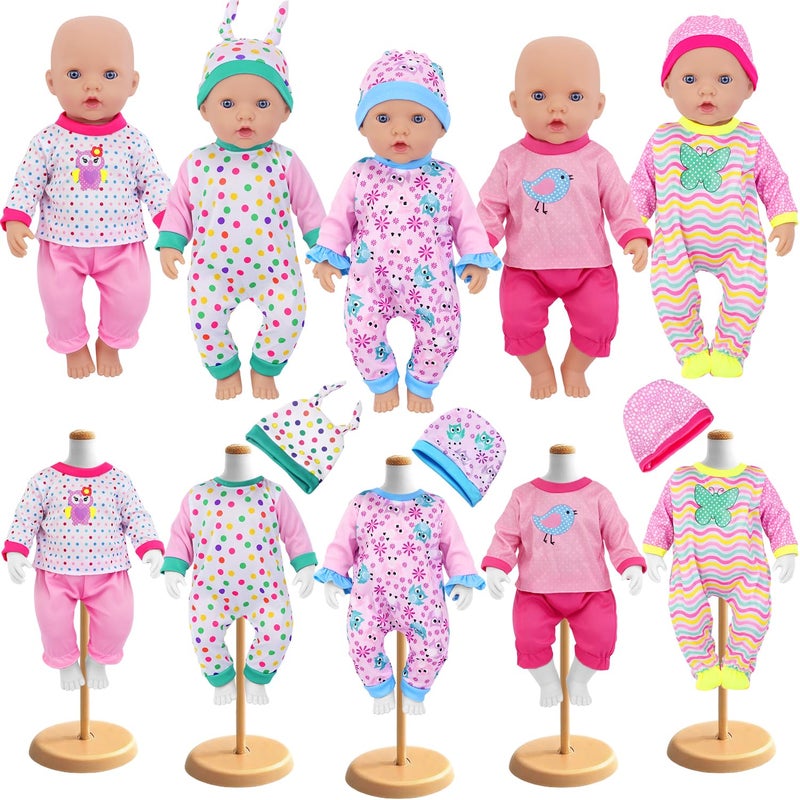 UNICORN ELEMENT 5 Sets Baby Doll Clothes for 1418 Inch Dolls 10 Pcs 16 Inch Doll Clothes Outfits Includes Jumpsuit Hats Top and Pants - Image 4