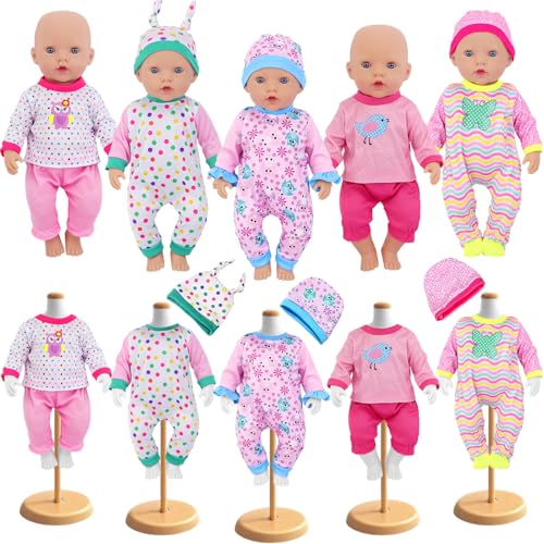 UNICORN ELEMENT 5 Sets Baby Doll Clothes for 1418 Inch Dolls 10 Pcs 16 Inch Doll Clothes Outfits Includes Jumpsuit Hats Top and Pants - Image 1