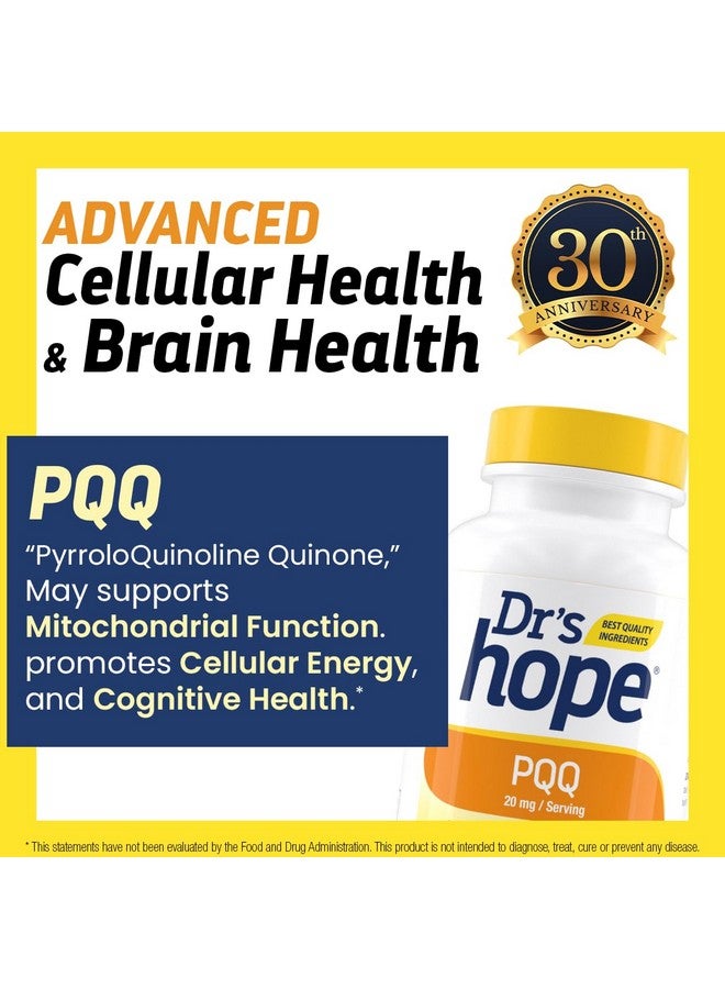 Dr’s Hope Pyrroloquinoline Quinone PQQ Supplement 20 Mg - Supports Cardiovascular Cognitive Mental and Brain Health - Gluten-Free 30 Vegetarian Capsules, Made in The USA - Image 3