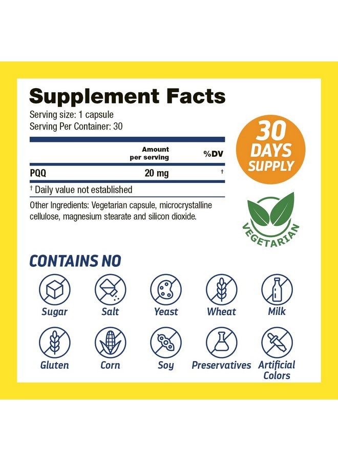 Dr’s Hope Pyrroloquinoline Quinone PQQ Supplement 20 Mg - Supports Cardiovascular Cognitive Mental and Brain Health - Gluten-Free 30 Vegetarian Capsules, Made in The USA - Image 2