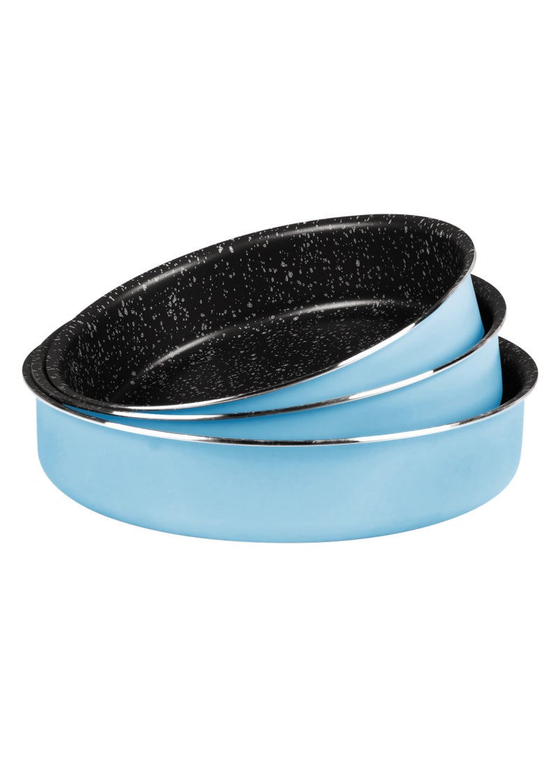 Grandi Cook Pop Round Oven tray 22-24-28 Baby Blue And Granite Black