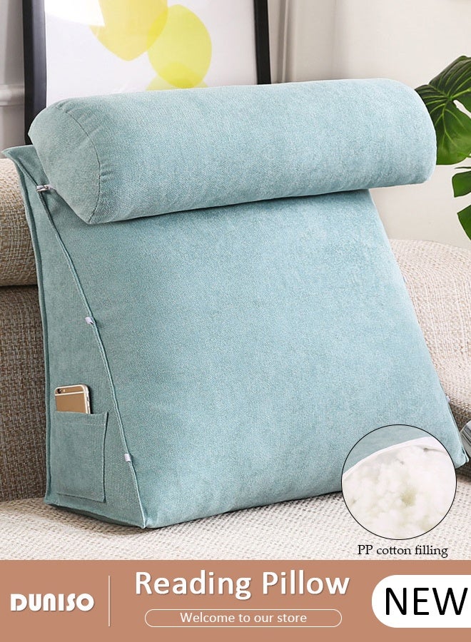 DUNISO Reading Pillow, Large Bed Rest Pillow with Detachable Neck Roll,Backrest with Arms，Pockets and Washable Cover, for Sitting in Bed or Couch-Backrest Reading Pillow Adult Back Pillows for Reading,Watching TV,Gaming,Relaxing - Image 1