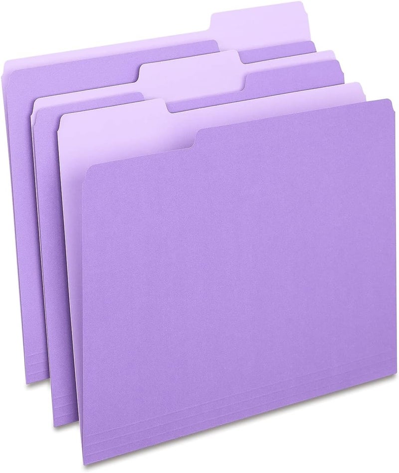 Staples 659790 Colored TopTab File Folders 3 Tab Purple Letter Size 24Pack - Image 1