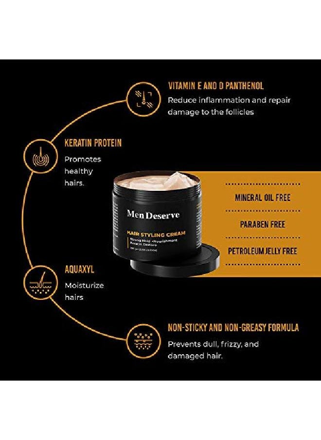 MEN DESERVE - Combo of Daily Hair Cream with Hair Styling Cream Strong Hold - Image 1