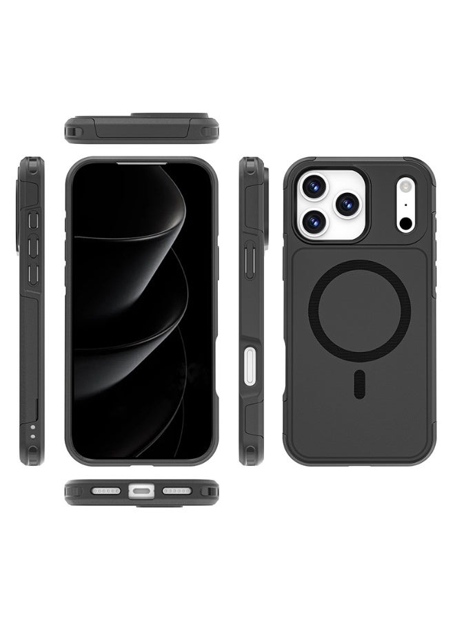 SanHu Magnetic Case Cover for iPhone 17 Pro, [Compatible with Magsafe][Mil-Grade Drop Protection] Dropproof Heavy Duty Tough Rugged Shockproof Phone Back Cover for iPhone 17 Pro, Black - Image 3