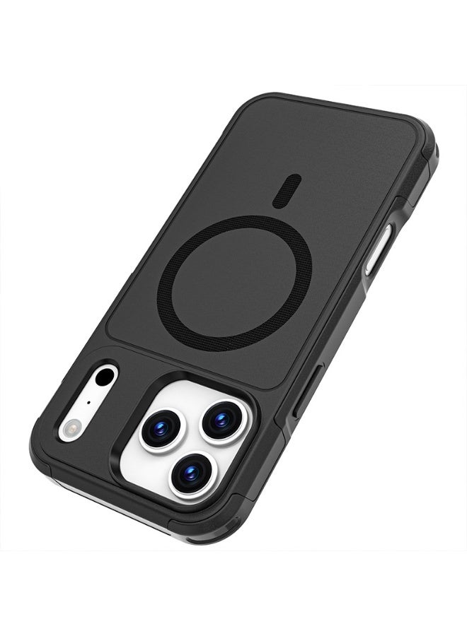 SanHu Magnetic Case Cover for iPhone 17 Pro, [Compatible with Magsafe][Mil-Grade Drop Protection] Dropproof Heavy Duty Tough Rugged Shockproof Phone Back Cover for iPhone 17 Pro, Black - Image 2