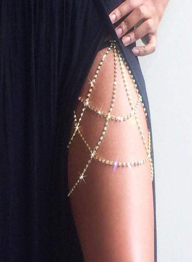 REETAN Leg Jewelry Thigh Rhinstone Body Chain for Women, Free, Rhinestone, rhinestone - Image 1
