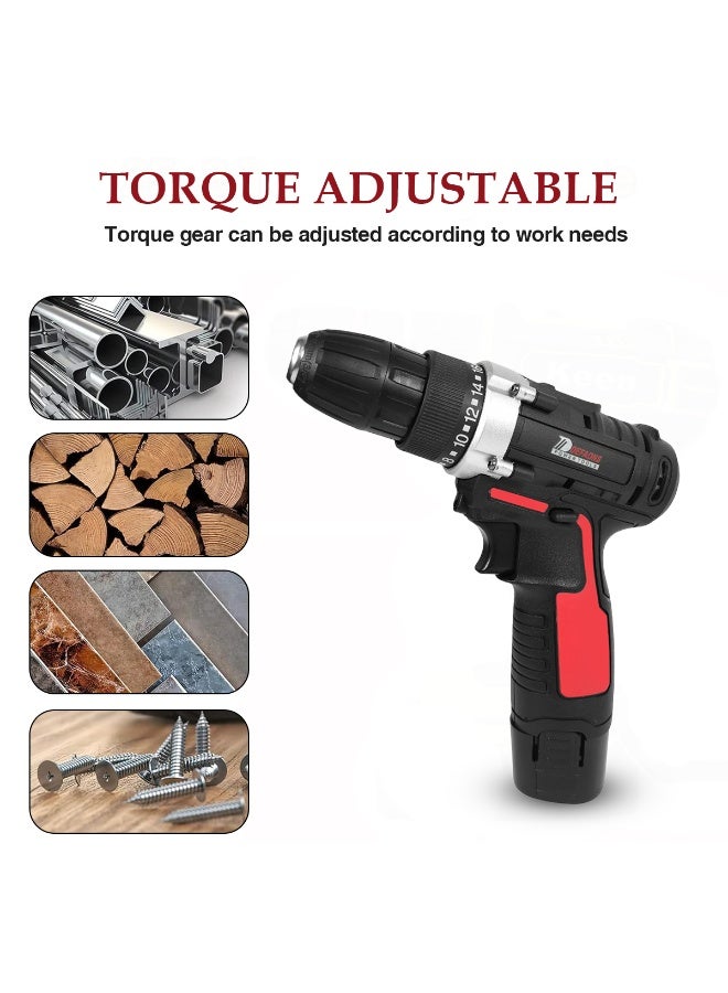 DEFAONS Cordless Drill Driver Kit 12V Rechargeable Electric Screwdriver Set with Drill Bits, Sockets, Flexible Shaft, Adjustable Torque, LED Light, Copper Motor for Wood, Metal, Concrete, Plastic, DIY and Professional Use, C001 - Image 4