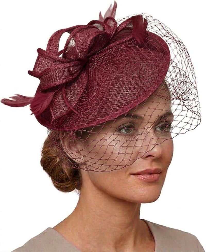 Caprilite Saucer Sinamay Headband Fascinator Wedding Ascot Hat Hatinator Birdcage Veil - Image 1