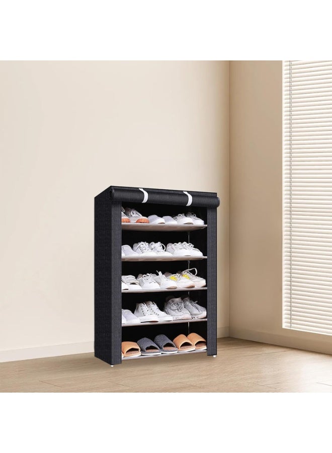 رف أحذية 6 طبقات مع تصميم مقاوم للغبار، رف تخزين قابل للتعديل DIY، قماش سميك مضاد للرطوبة وإطار فولاذي مطل بالزنك، متعدد الألوان للغرفة/الصالة (30x60x90 سم) - Image 5