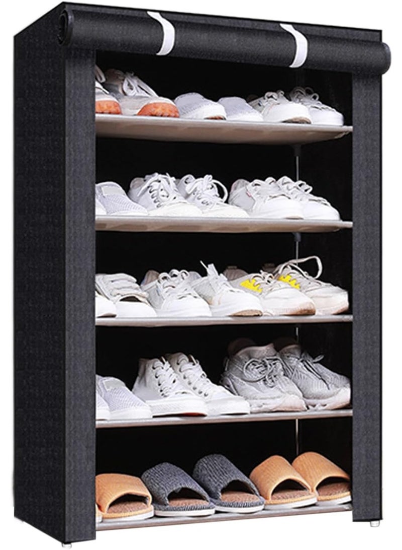 رف أحذية 6 طبقات مع تصميم مقاوم للغبار، رف تخزين قابل للتعديل DIY، قماش سميك مضاد للرطوبة وإطار فولاذي مطل بالزنك، متعدد الألوان للغرفة/الصالة (30x60x90 سم) - Image 1