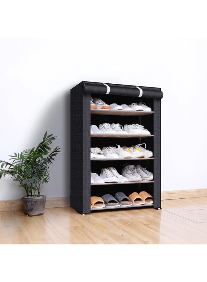 رف أحذية 6 طبقات مع تصميم مقاوم للغبار، رف تخزين قابل للتعديل DIY، قماش سميك مضاد للرطوبة وإطار فولاذي مطل بالزنك، متعدد الألوان للغرفة/الصالة (30x60x90 سم) - Image 2