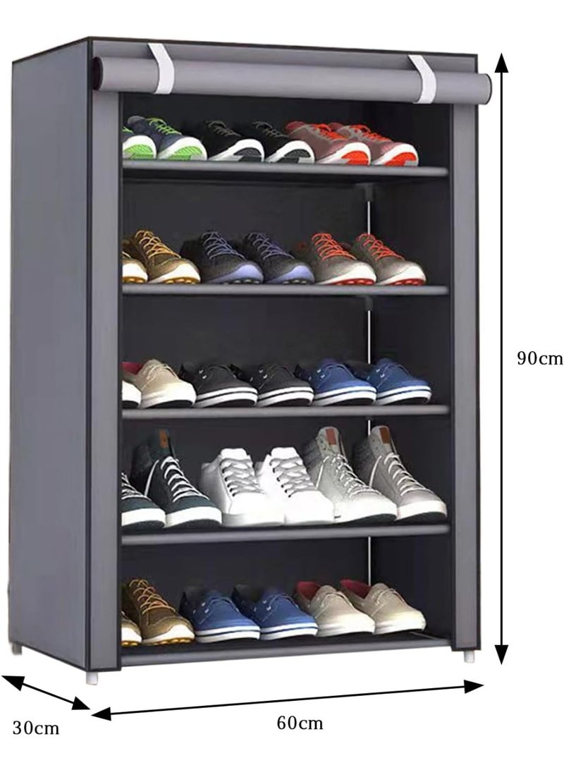 رف أحذية 6 طبقات مع تصميم مقاوم للغبار، رف تخزين قابل للتعديل DIY، قماش سميك مضاد للرطوبة وإطار فولاذي مطل بالزنك، متعدد الألوان للغرفة/الصالة (30x60x90 سم) - Image 3