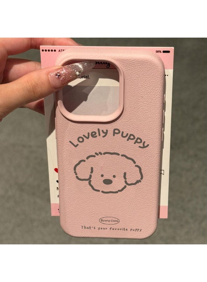 NIBEMINENT Line Dog Protective TPU Case Cover For iPhone 16 Pro Max, Pink