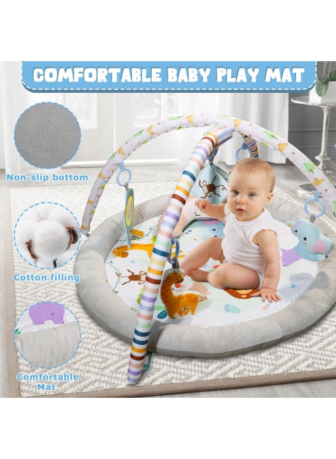 Arabest Baby Gym Play Mat, Tummy Time Mat with 6 Toys Baby Activity Mat for Visual, Hearing, Sensory, Motor Development, Newborn Essentials Gift, Playmats & Floor Gyms for Toddler Infant Babies 0-12 Months - Image 5