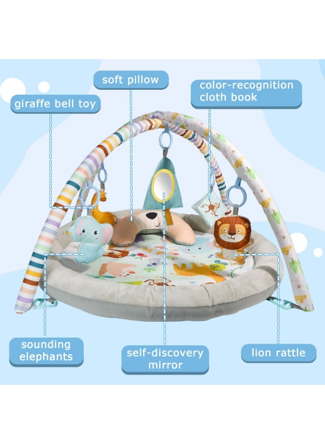 Arabest Baby Gym Play Mat, Tummy Time Mat with 6 Toys Baby Activity Mat for Visual, Hearing, Sensory, Motor Development, Newborn Essentials Gift, Playmats & Floor Gyms for Toddler Infant Babies 0-12 Months - Image 4