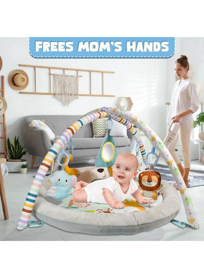 Arabest Baby Gym Play Mat, Tummy Time Mat with 6 Toys Baby Activity Mat for Visual, Hearing, Sensory, Motor Development, Newborn Essentials Gift, Playmats & Floor Gyms for Toddler Infant Babies 0-12 Months - Image 3