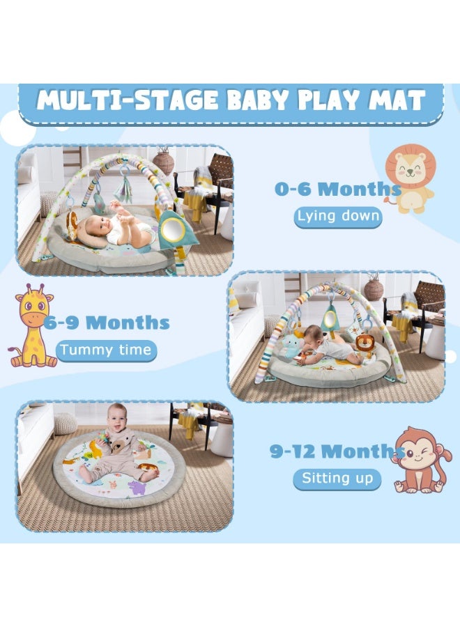 Arabest Baby Gym Play Mat, Tummy Time Mat with 6 Toys Baby Activity Mat for Visual, Hearing, Sensory, Motor Development, Newborn Essentials Gift, Playmats & Floor Gyms for Toddler Infant Babies 0-12 Months - Image 2