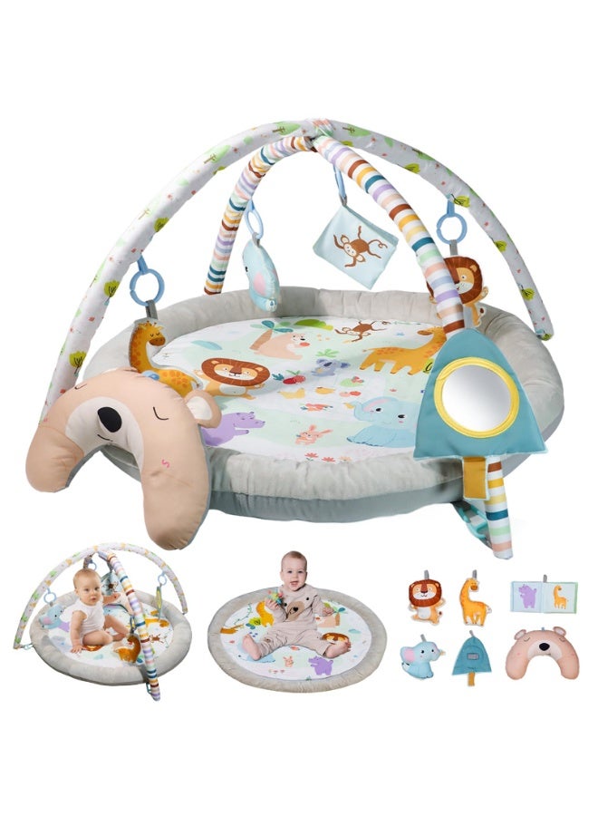 Arabest Baby Gym Play Mat, Tummy Time Mat with 6 Toys Baby Activity Mat for Visual, Hearing, Sensory, Motor Development, Newborn Essentials Gift, Playmats & Floor Gyms for Toddler Infant Babies 0-12 Months - Image 1