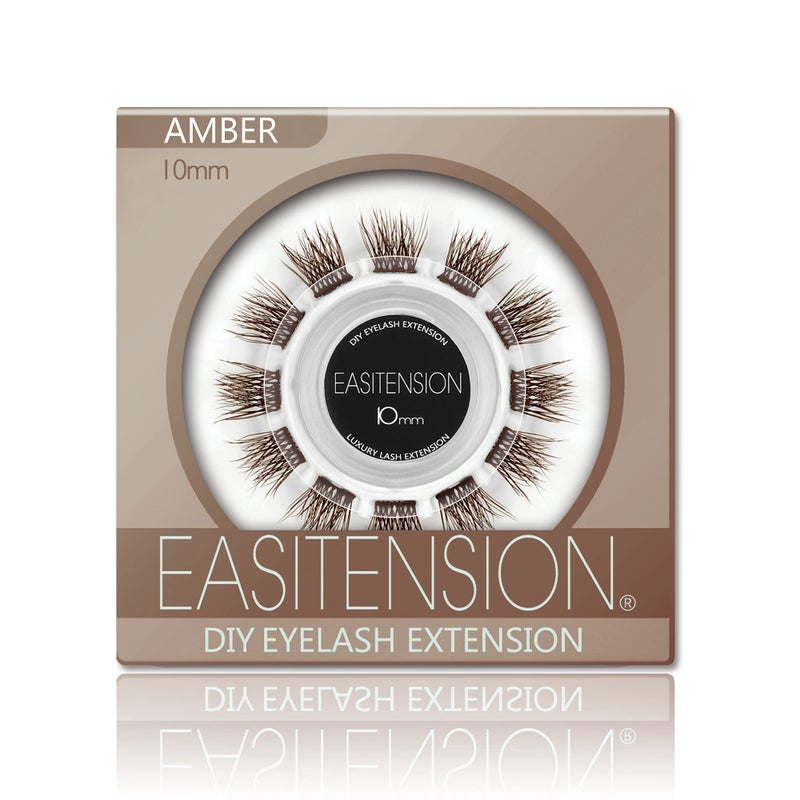 DIY Eyelash Extension 3D Effect Individual Melt Flare Lash Cluster Natural Lashes Set Home Eyelash Extension Lashes Pack 10MMAmber