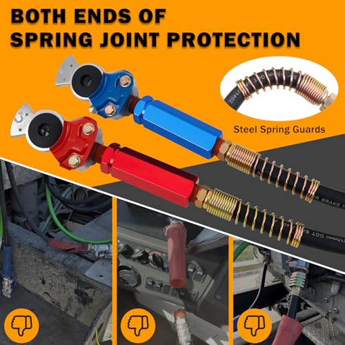 XaXmTee 12FT Semi Truck Air Lines Kit 3IN1 Trailer Cord and Air Brake Hoses Assembly without Rubber Gladhand Handles for Semi Truck Trailer Tractor - Image 3