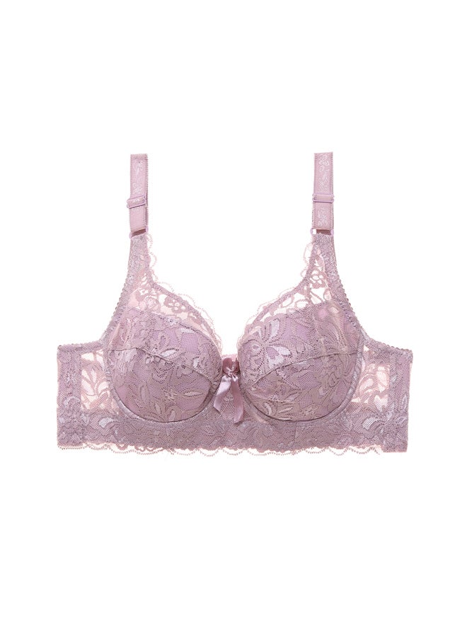 Lace Trimmed Push Up Underwire Bra Plus Size Adjustable Side Slimming Design Underwear Thin Cotton Cups Breathable Mesh Bra  - Image 1