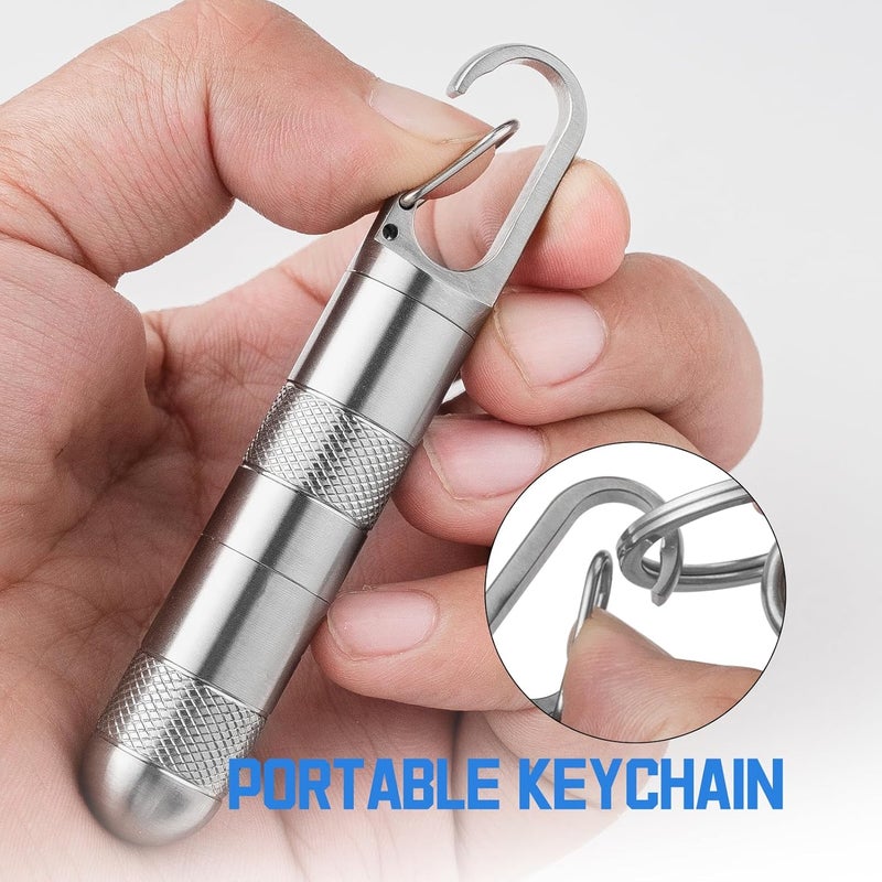 TISUR Medium Titanium Pill Case, Titanium Keychain Pill Holder Travel Pill Box Container Multitool EDC Every Day Carry for Men (Gray Titanium Medium - 2.16 inch) - Image 5