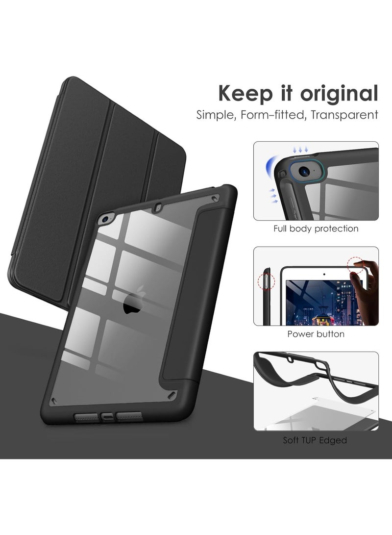 DUSALA Case for iPad Mini 5 Generation 2019/ Mini 4 3 2 1, with Pencil Holder, Slim Stand Protective Cover with Clear Transparent Back Shell for iPad mini 5  Tablet, Support Auto Wake/Sleep, (Black) - Image 3