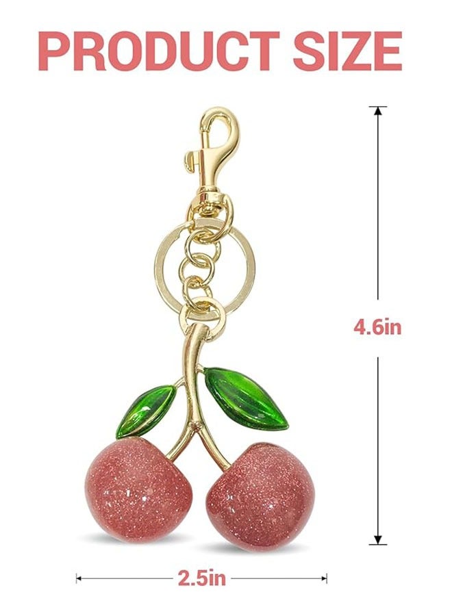 2-Pack Cherry Bag Keychain,Glitter Cherry Charm with Key Ring and Clip,Car keyrings leather handbags - Fashion enthusiasts - Image 5