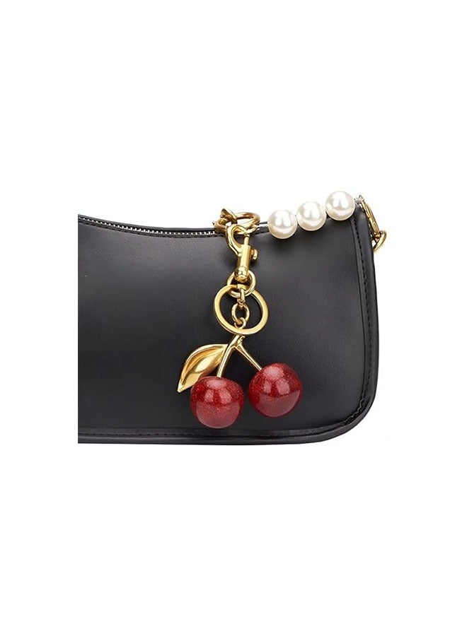 2-Pack Cherry Bag Keychain,Glitter Cherry Charm with Key Ring and Clip,Car keyrings leather handbags - Fashion enthusiasts - Image 4