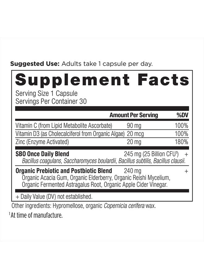 Ancient Nutrition - Probiotics for Immune Support, SBO Once Daily Probiotics with Vitamin C and Vitamin D, 30Ct for Healthy Digestion and Immune System Function Support, 25 Billion CFUs* - Image 1