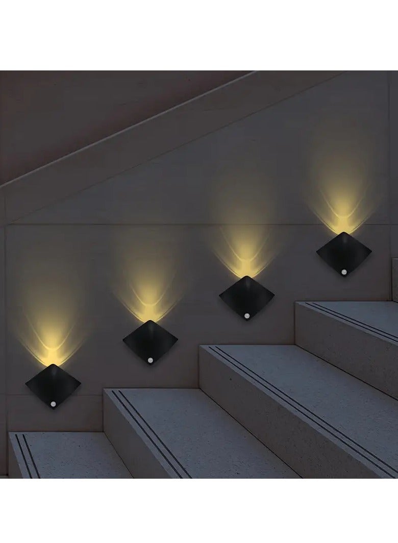 1pc Modern Motion Sensor Wall Light – Battery Operated Night Lamp with Warm Yellow Glow, Human Body Sensing, Detachable & Freestanding Design, Ideal for Bedroom, Hallway, Stairs, Kitchen, and Porch, Sleek Plastic Finish, Home Decor Lighting - Image 2
