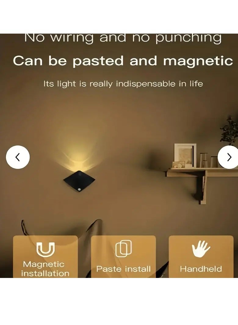 1pc Modern Motion Sensor Wall Light – Battery Operated Night Lamp with Warm Yellow Glow, Human Body Sensing, Detachable & Freestanding Design, Ideal for Bedroom, Hallway, Stairs, Kitchen, and Porch, Sleek Plastic Finish, Home Decor Lighting - Image 3