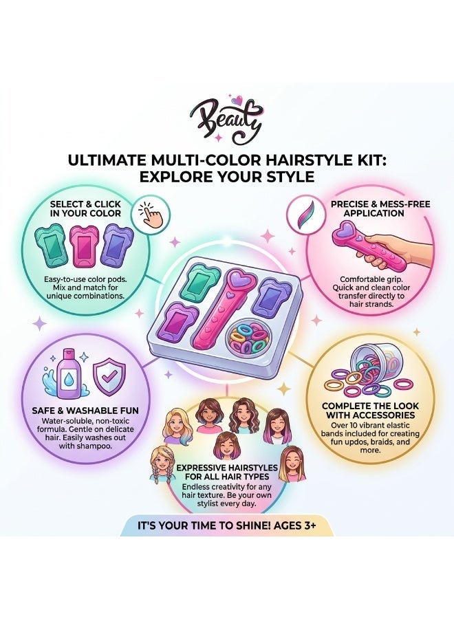 general Girls Temporary Washable Hair Chalk & Styling Kit with Heart Tools and Accessories - Image 3