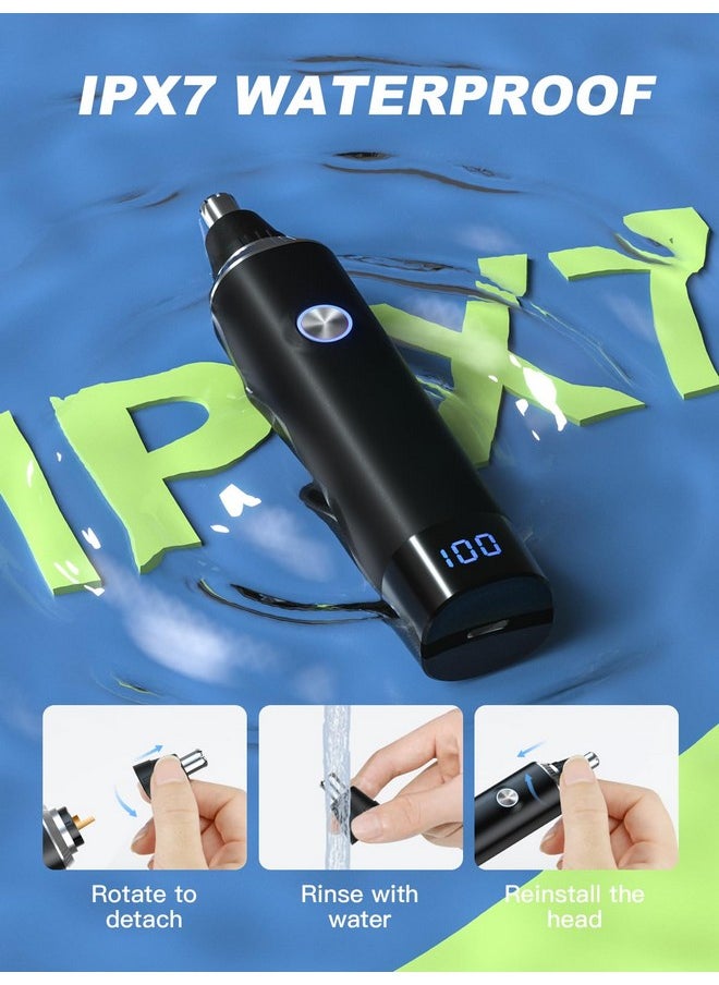 Ginity Ginity Ear & Nose Hair Trimmer with LED Display for Men Women,Painless USB Rechargeable Eyebrow & Facial & Nose Hair Trimmer Clipper,Professional IPX7 Waterproof Dual Edge Blades (Black)  - Image 5