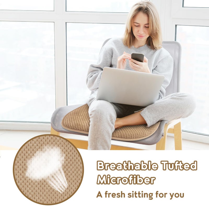 PAGGED Khaki Kitchen Dining Chairs Cushions Set of 4 Non Slip Foam Patio Seat Cushions Washable Soft Thick Pads Large Wooden Metal Chair Cushions,17" x 15" - Image 4